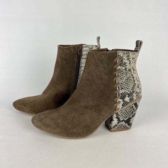 Naughty Monkey Saffron Womens Ankle Boot Taupe Suede Snake Print size 8.5 - Picture 3 of 15